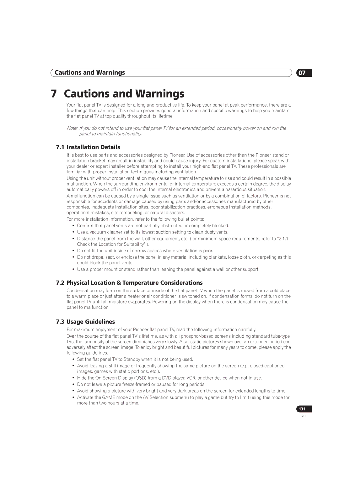 Pioneer PRO-111FD, PRO-151FD manual Installation Details, Physical Location & Temperature Considerations, Usage Guidelines 