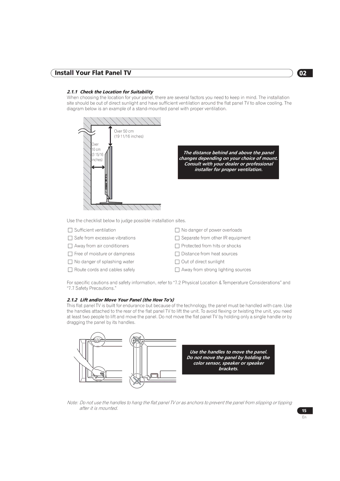 Pioneer PRO-111FD, PRO-151FD manual Check the Location for Suitability, Lift and/or Move Your Panel the How To’s 