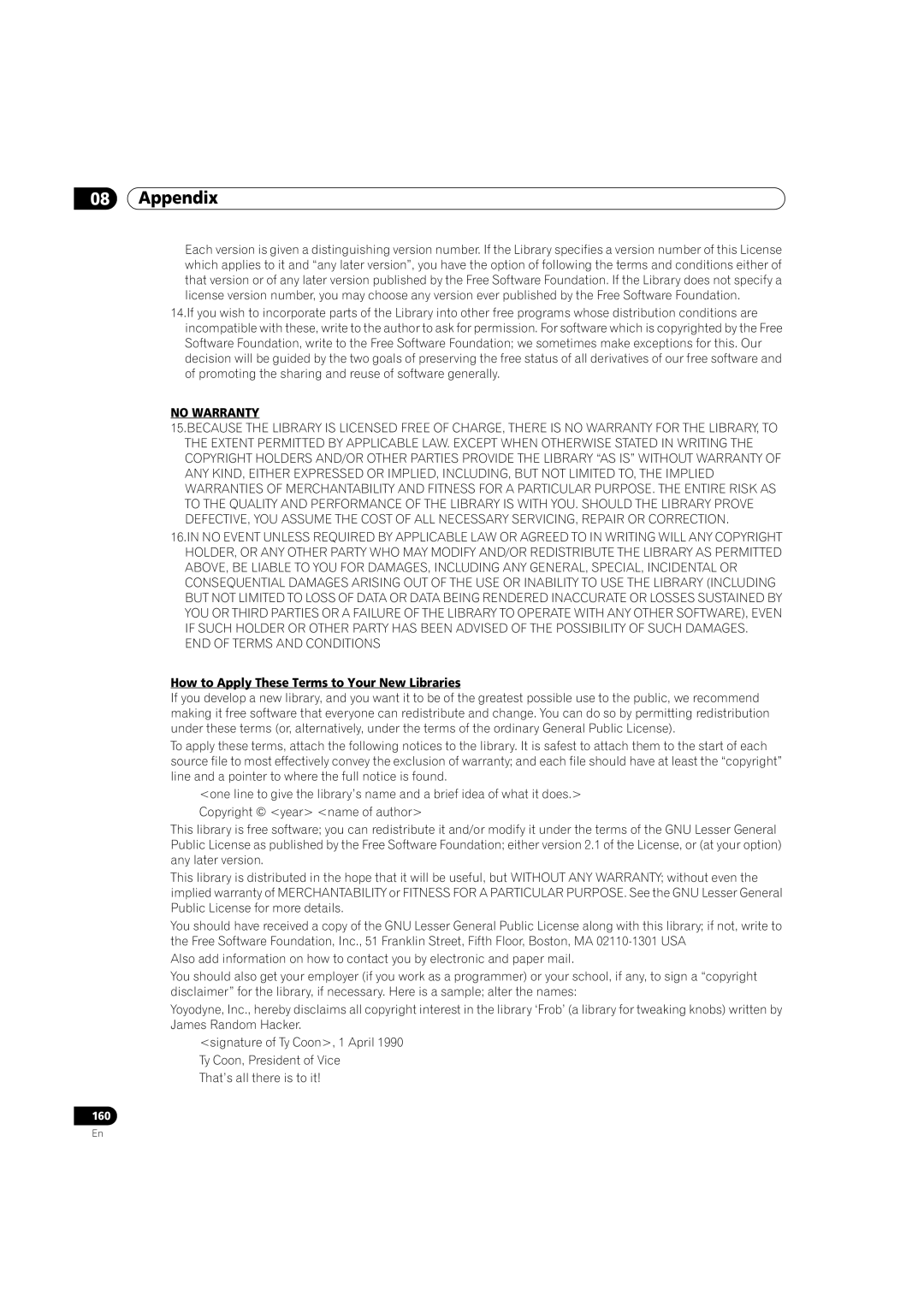 Pioneer PRO-151FD, PRO-111FD manual How to Apply These Terms to Your New Libraries 