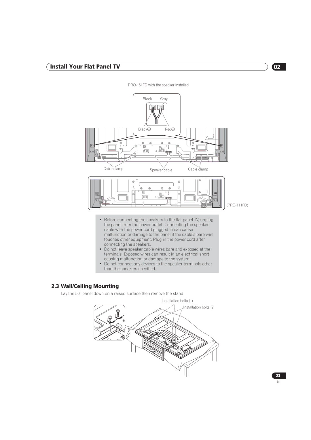 Pioneer PRO-111FD, PRO-151FD manual Wall/Ceiling Mounting 