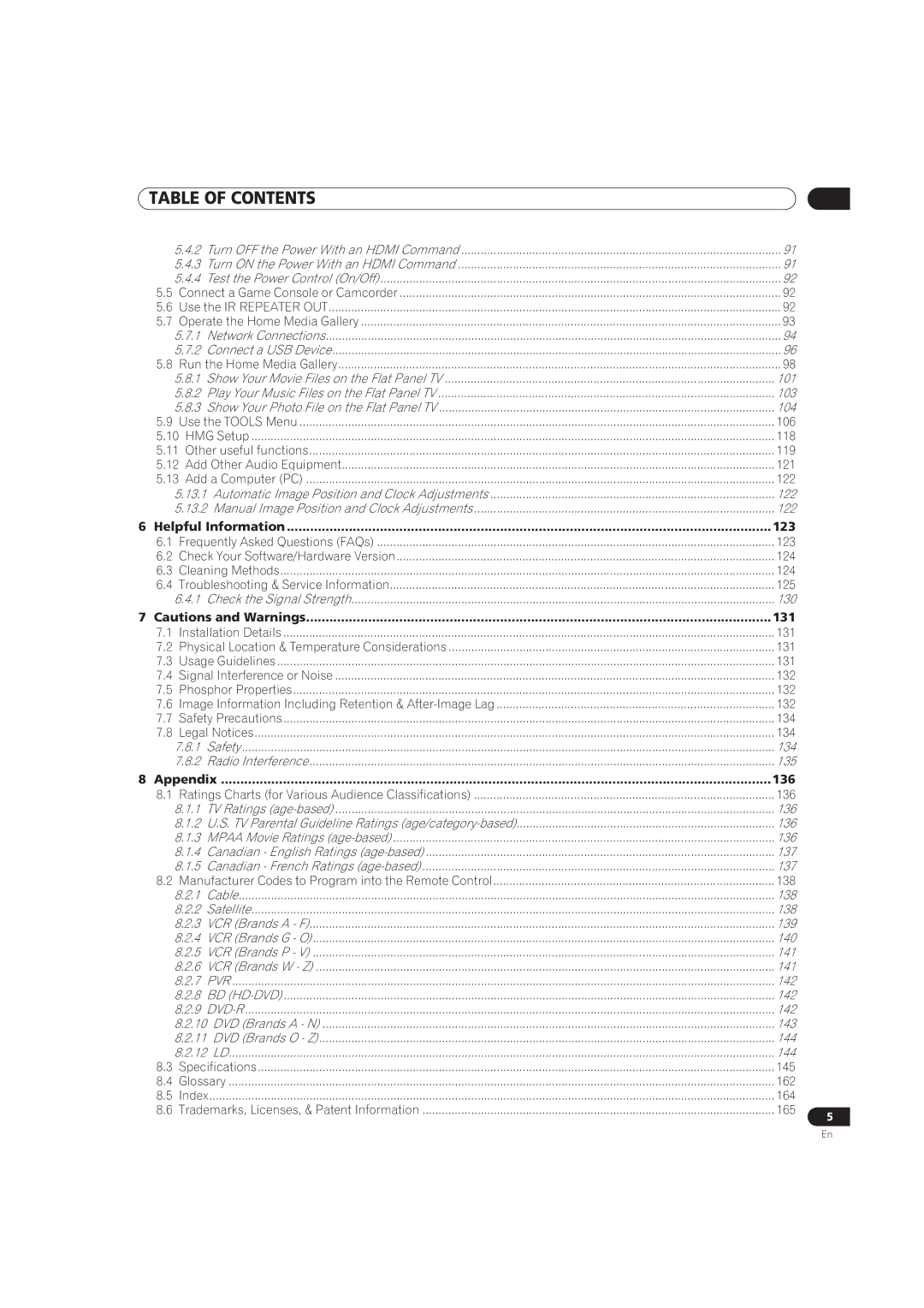 Pioneer PRO-111FD, PRO-151FD manual Helpful Information 123, 131, Appendix 136 