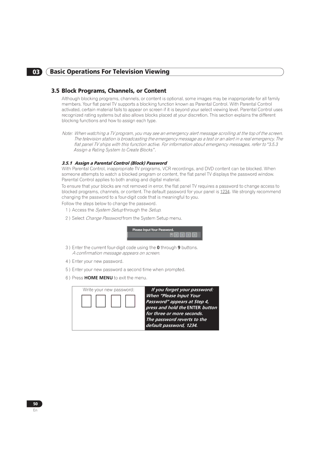 Pioneer PRO-151FD, PRO-111FD manual Block Programs, Channels, or Content, Assign a Parental Control Block Password 