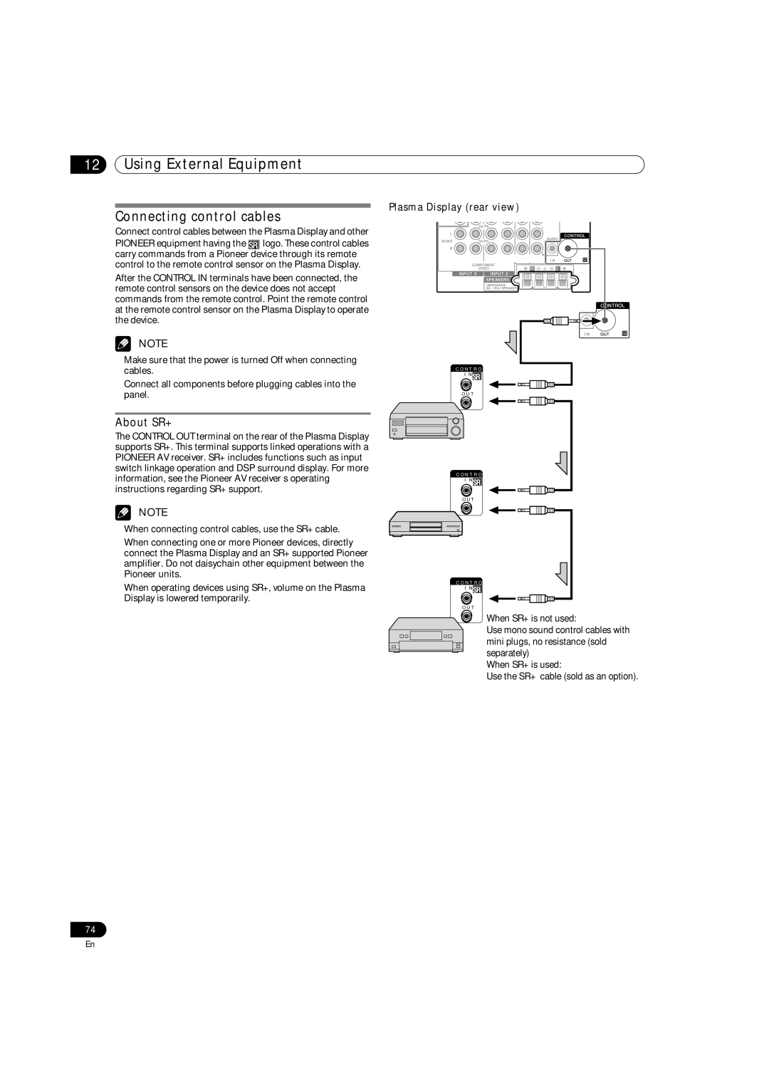 Pioneer PRO-940HD, PRO-1540HD, PRO-1140HD operating instructions Connecting control cables, About SR+ 