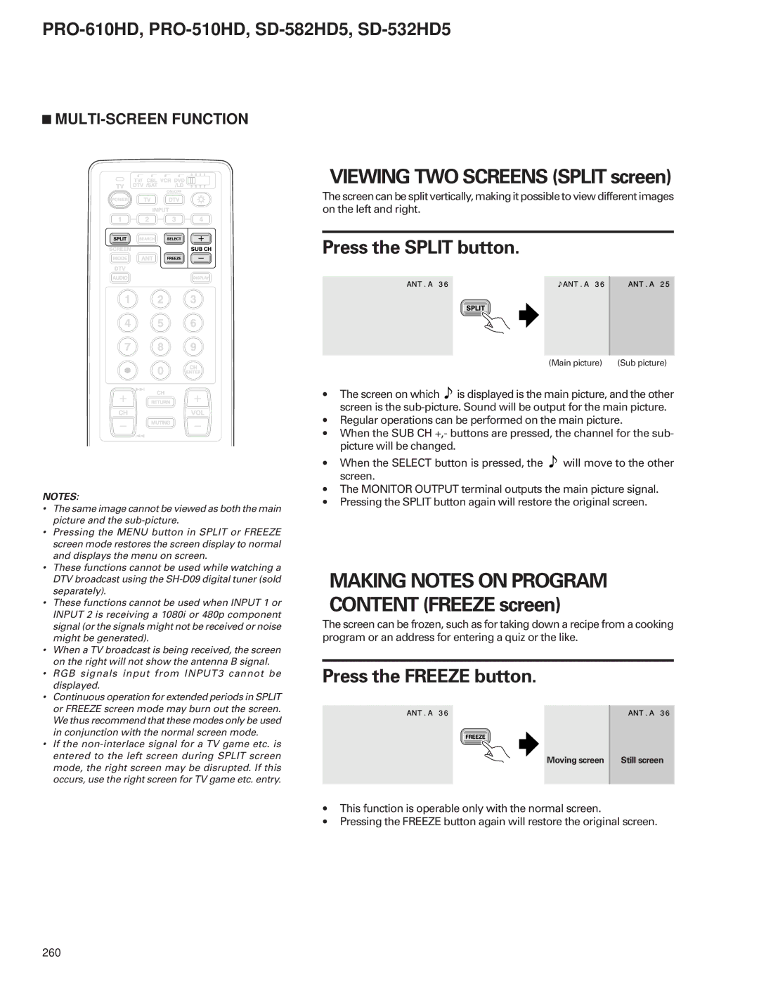 Pioneer PRO-610HD, PRO-510HD service manual Viewing TWO Screens Split screen, MULTI-SCREEN Function 