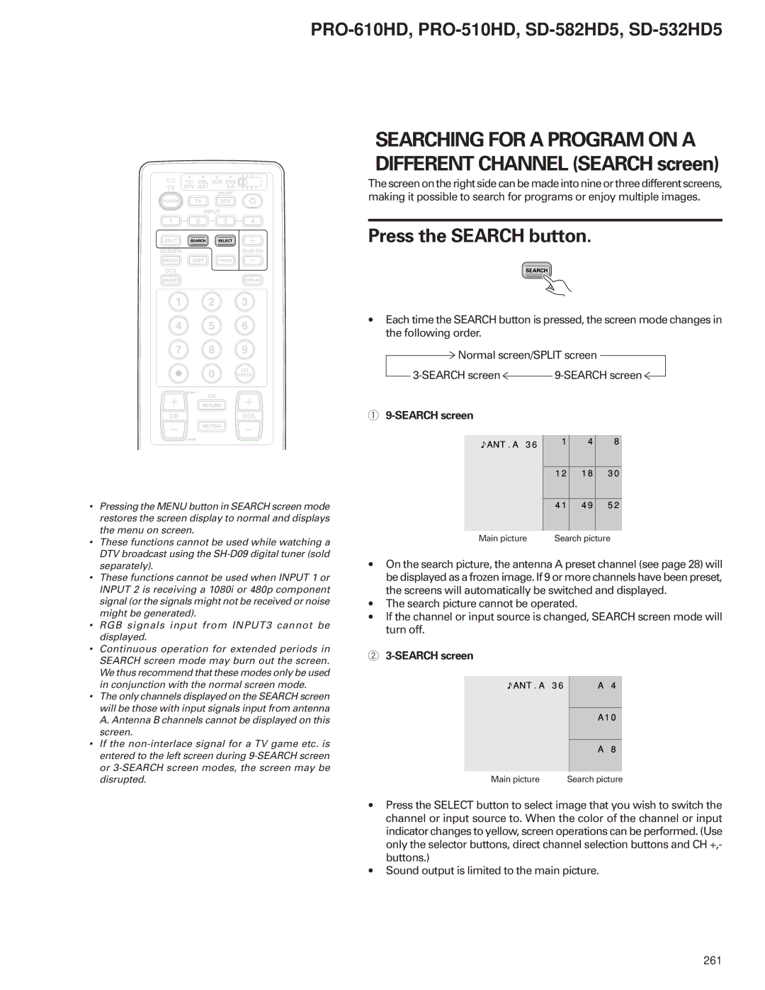 Pioneer PRO-510HD, PRO-610HD service manual Press the Search button 