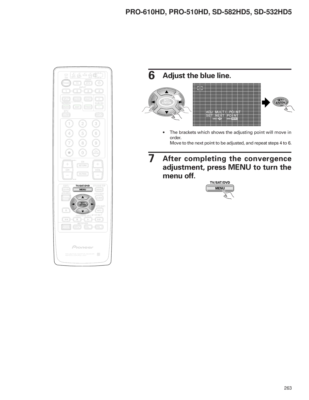 Pioneer PRO-510HD, PRO-610HD service manual Adjust the blue line 