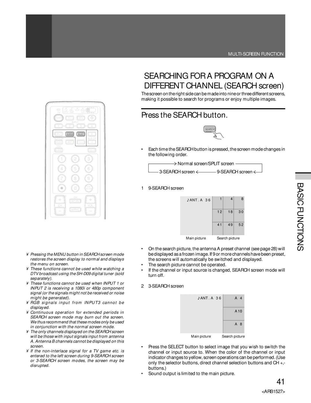 Pioneer PRO 510HD, PRO-610HD manual Functions, Press the Search button, Search screen 