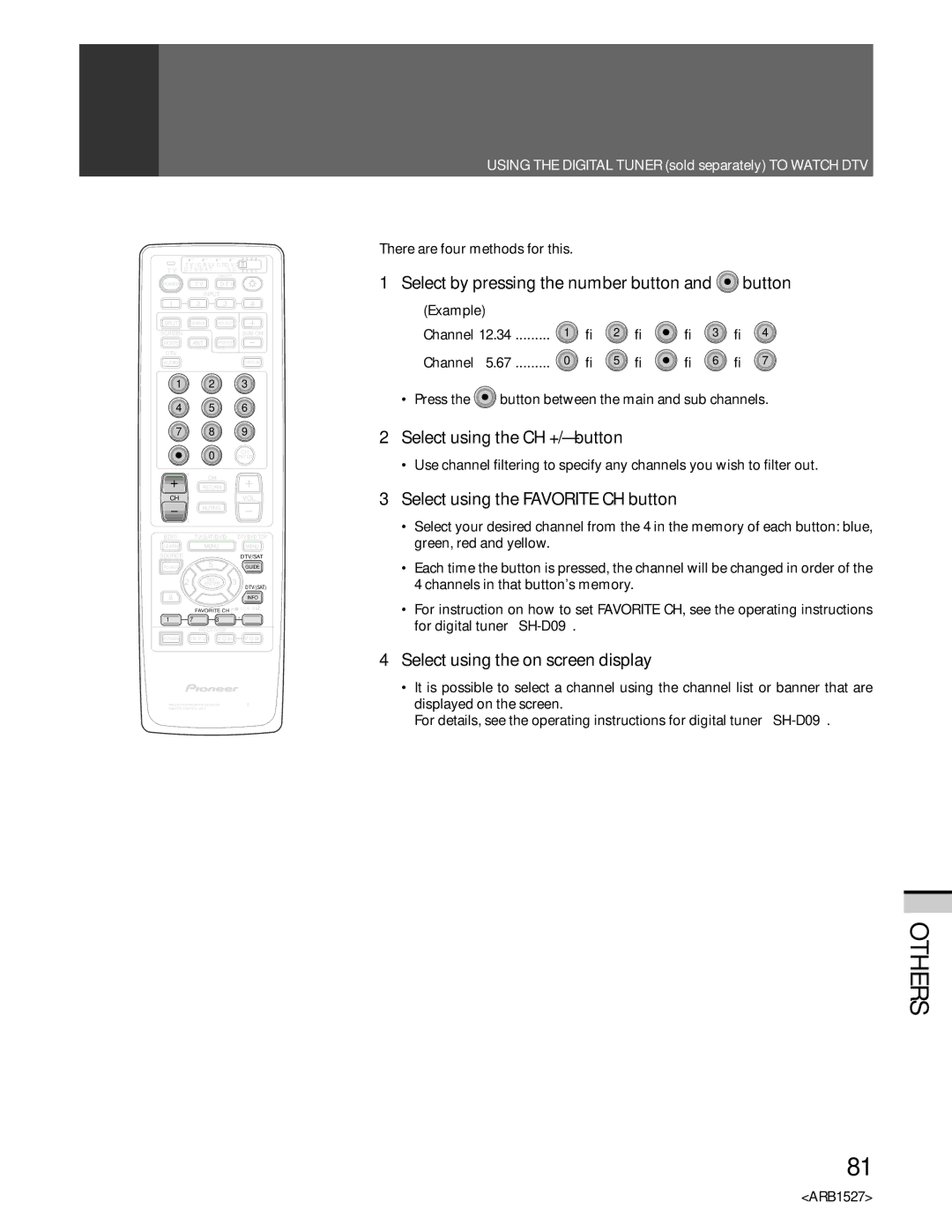 Pioneer PRO 510HD There are four methods for this, Example Channel, ∙ Press the button between the main and sub channels 