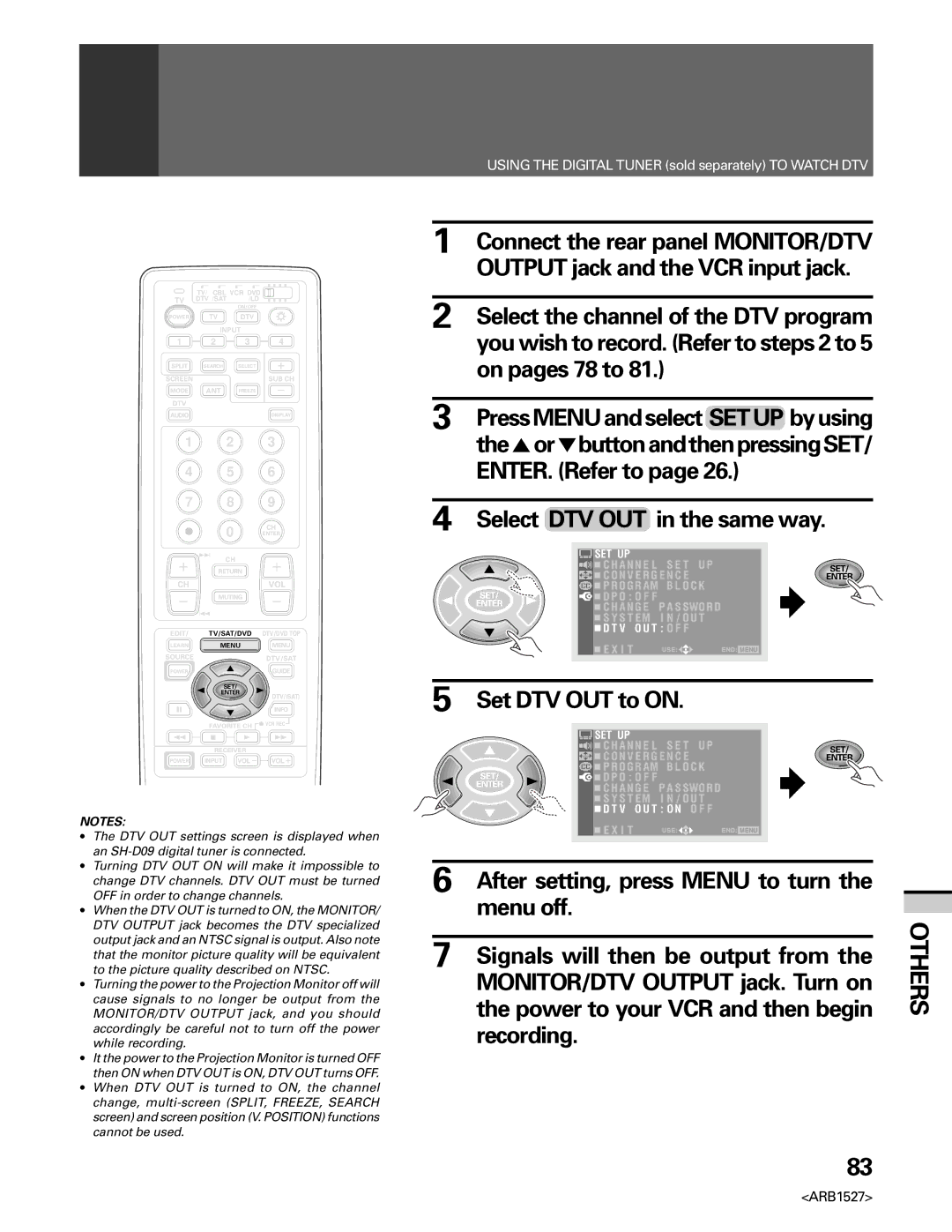 Pioneer PRO 510HD, PRO-610HD manual On pages 78 to, ENTER. Refer to Select DTV OUT in the same way, Recording 