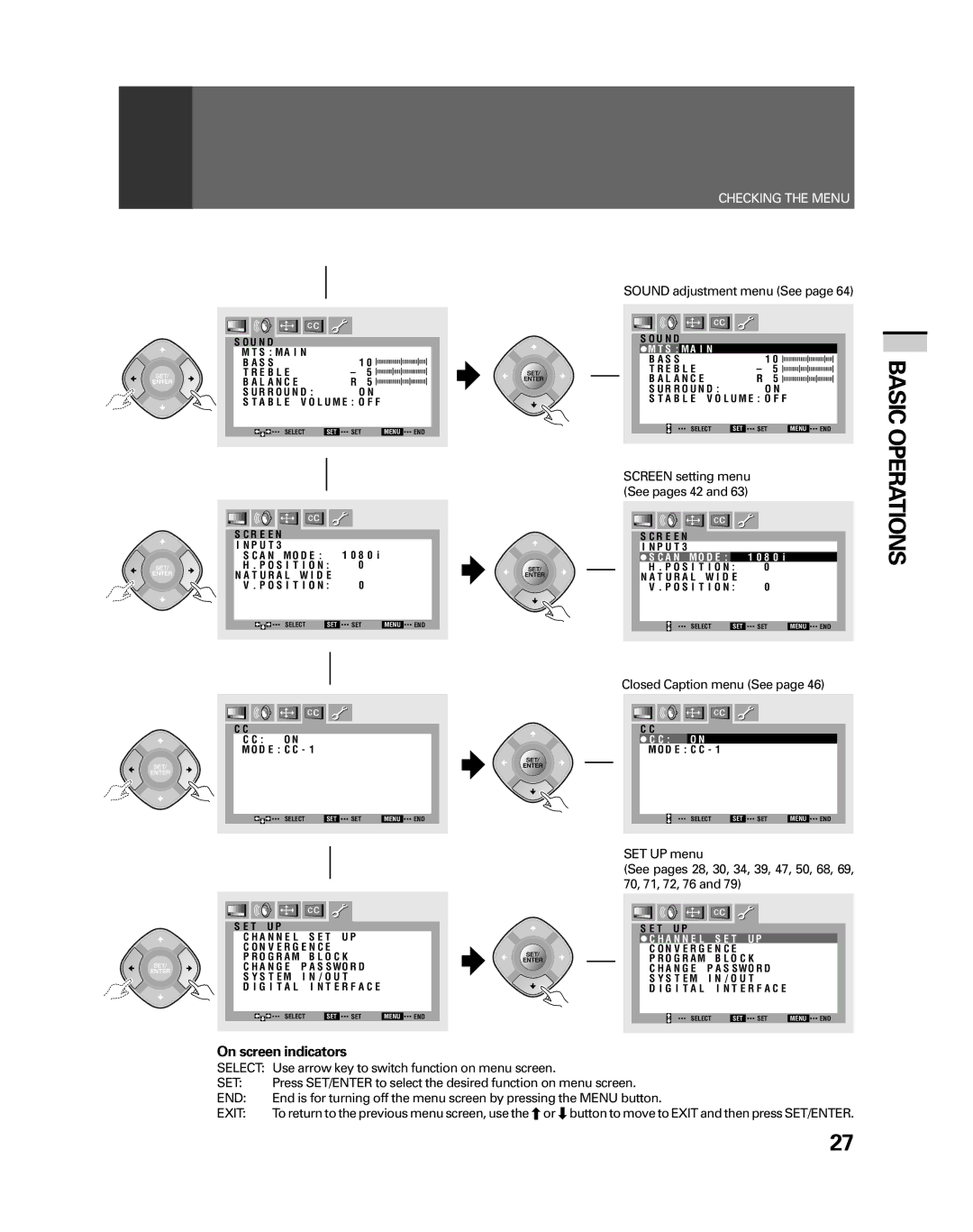 Pioneer PRO-530HDI manual Closed Caption menu See, Select Use arrow key to switch function on menu screen, Set, End, Exit 