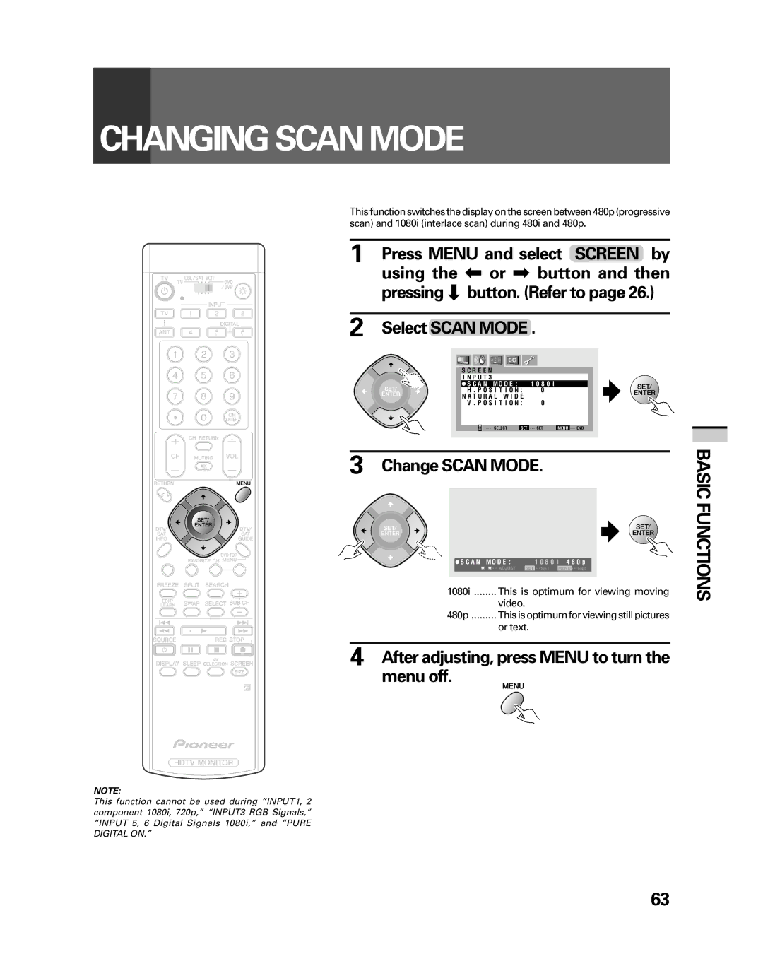 Pioneer PRO-530HDI, PRO-730HDI manual Changing Scan Mode, Change Scan Mode 