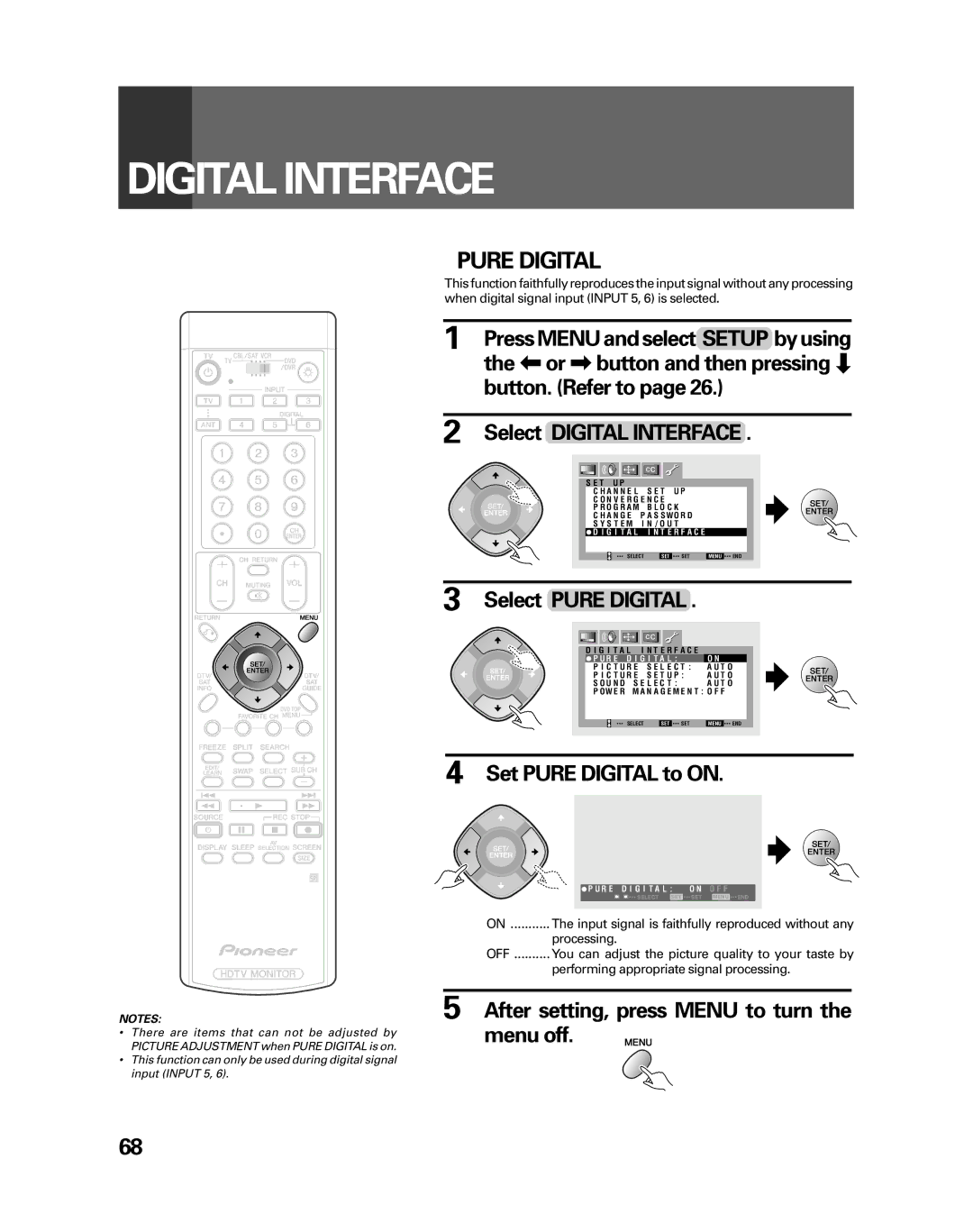 Pioneer PRO-730HDI, PRO-530HDI manual Pure Digital, Select Digital Interface 