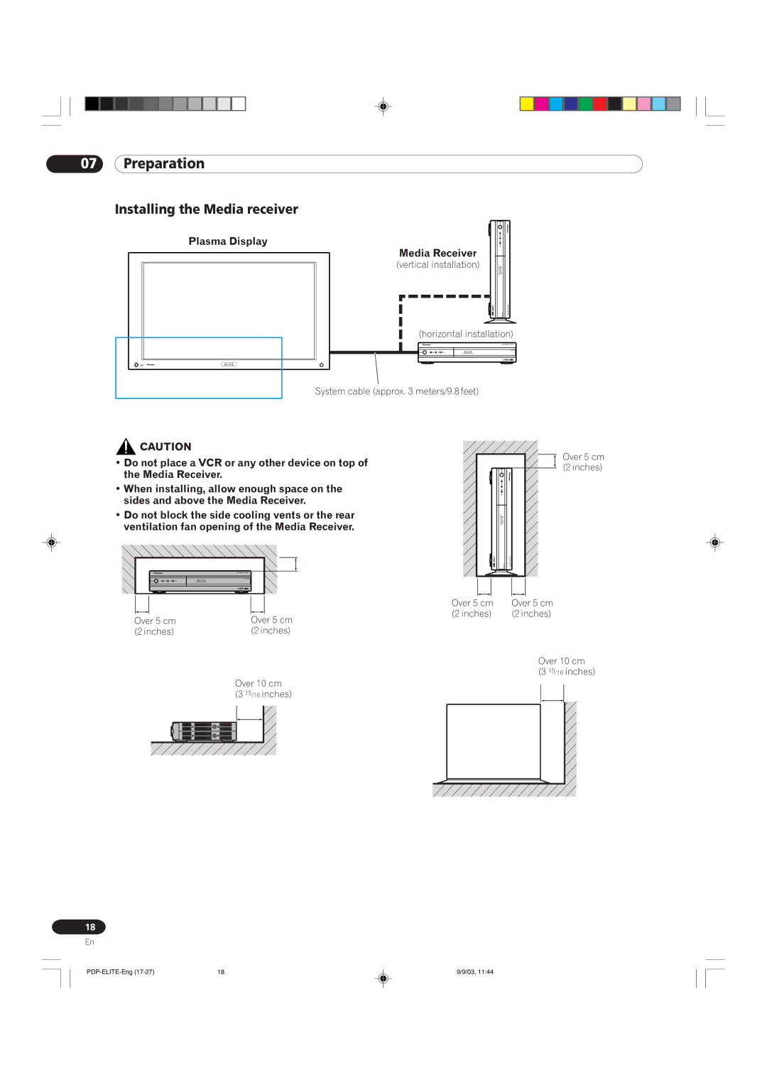 Pioneer PRO 910HD, PRO 1110HD manual Installing the Media receiver, Plasma Display Media Receiver 