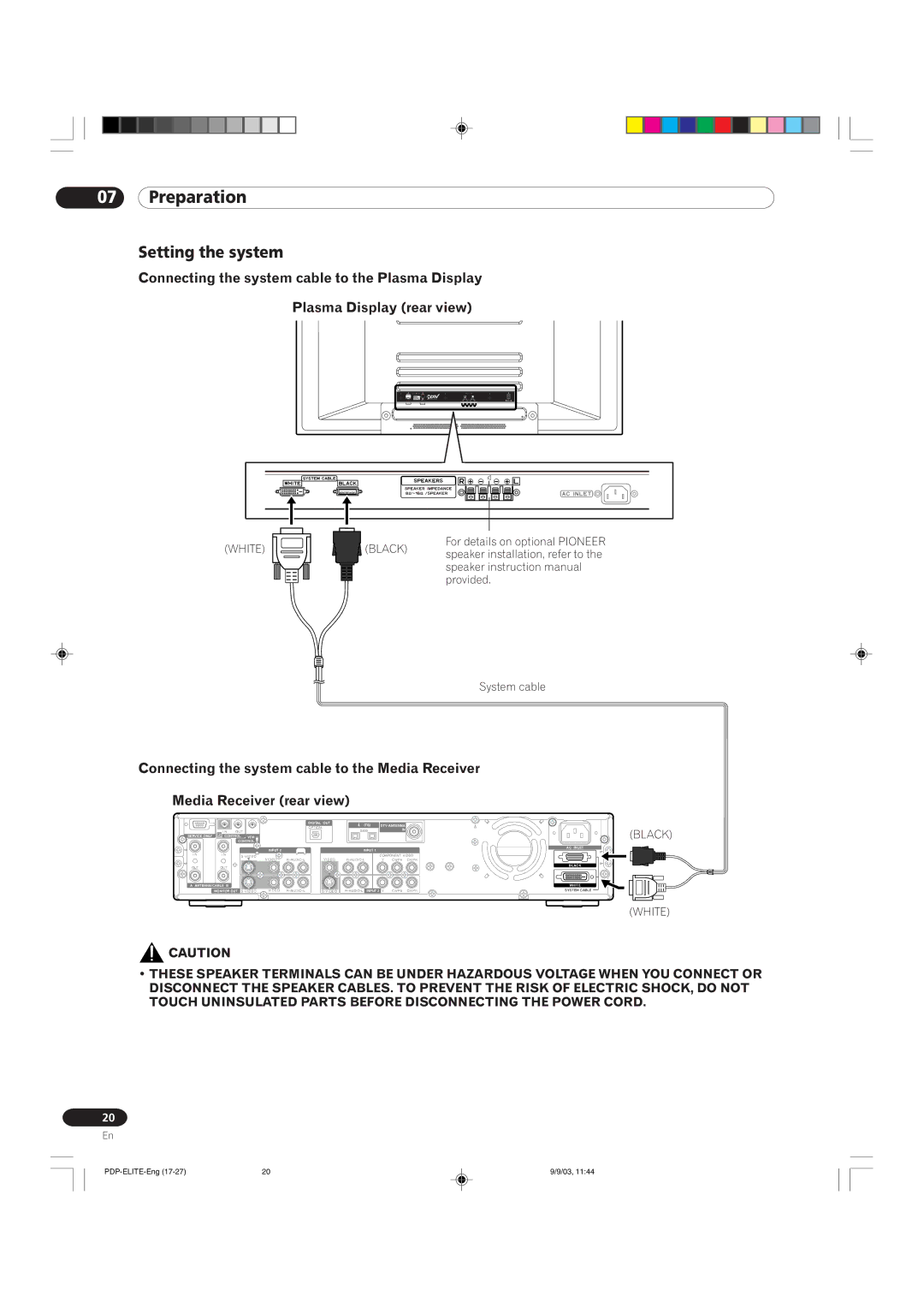 Pioneer PRO 910HD, PRO 1110HD manual Setting the system, Black 