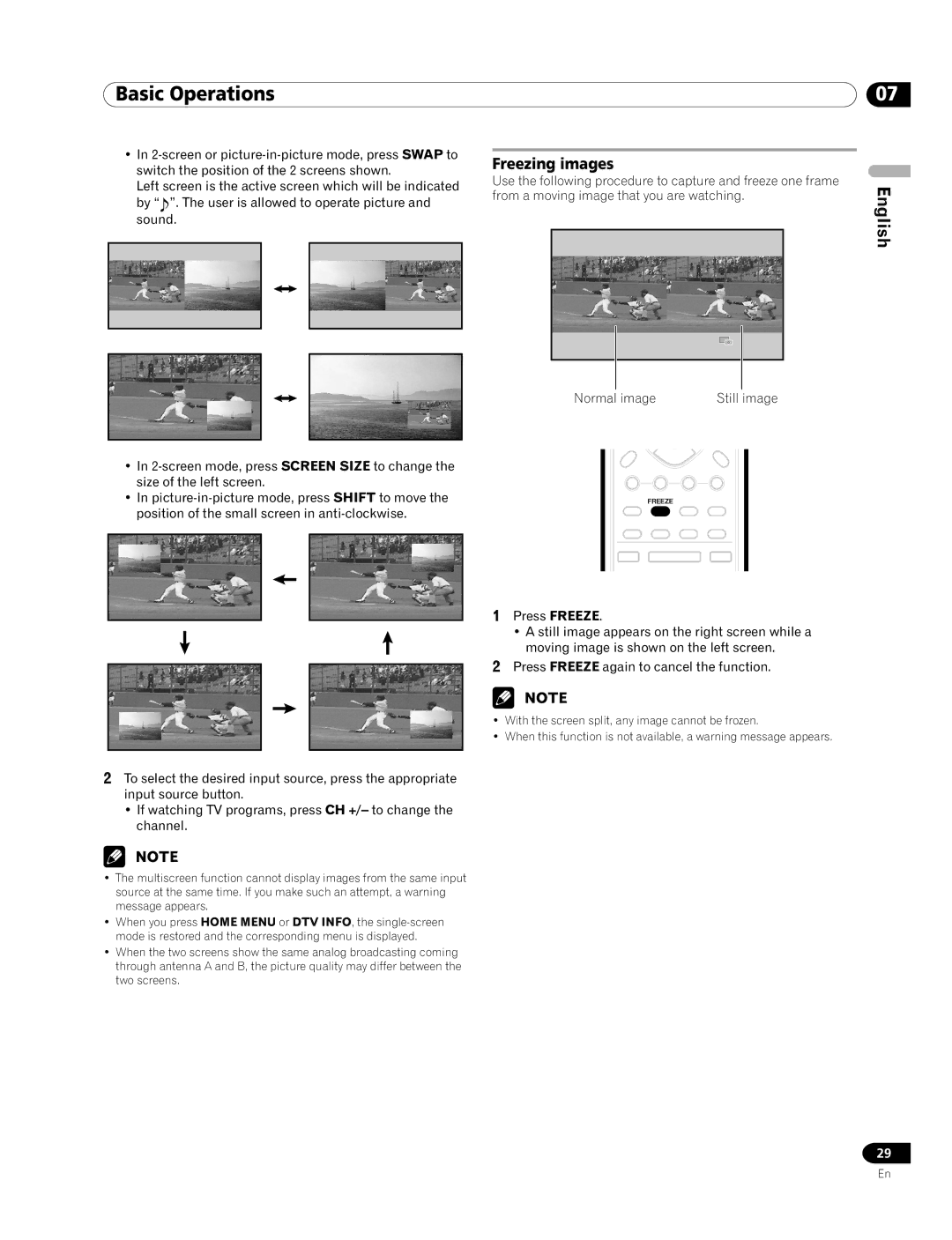 Pioneer PRO-1120HD, PRO-920HD manual Freezing images, Normal image 