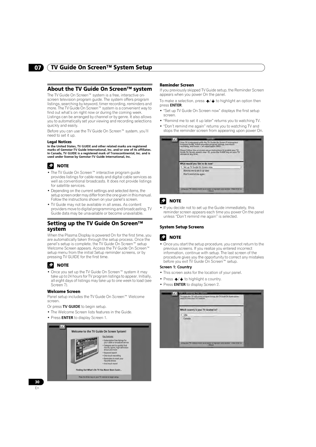 Pioneer PRO 940HD manual About the TV Guide On Screen system, Setting up the TV Guide On Screen system, Welcome Screen 