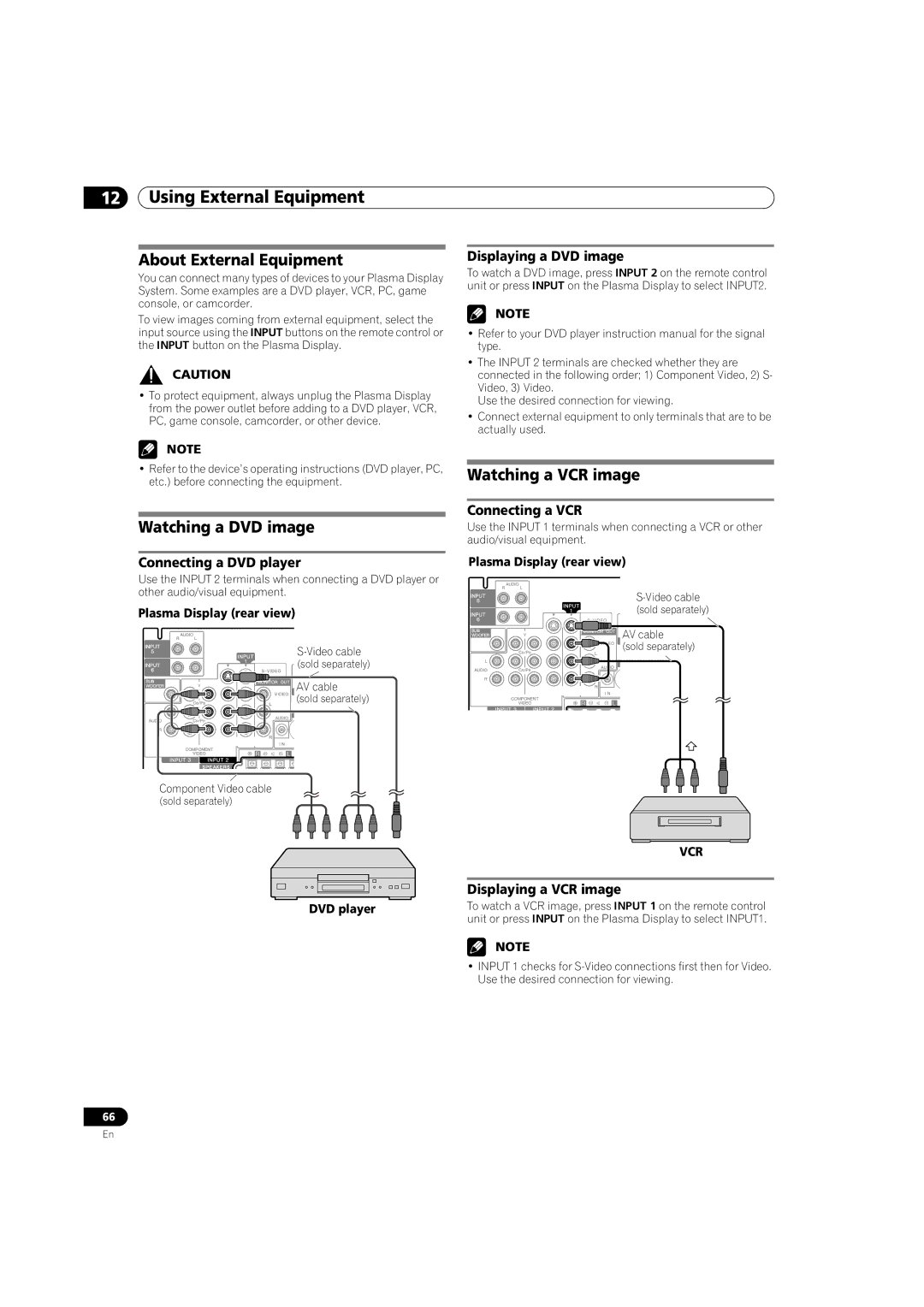 Pioneer PRO 940HD manual Using External Equipment, About External Equipment, Watching a DVD image, Watching a VCR image 