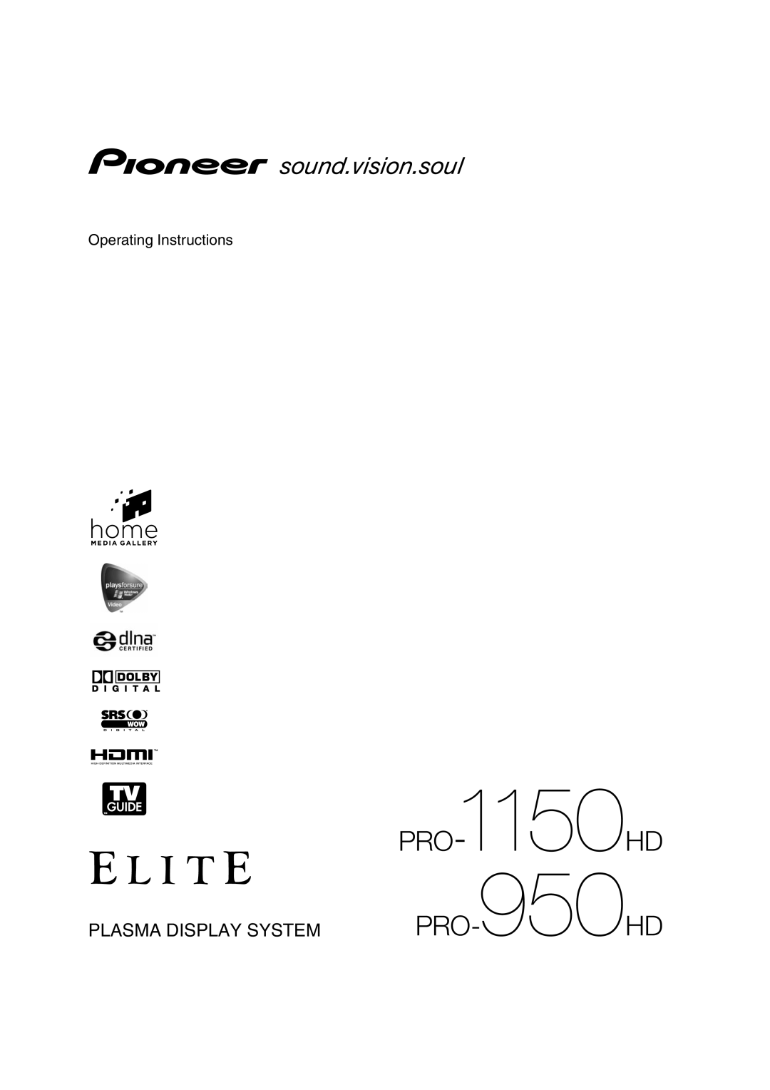 Pioneer PRO-950HD manual PRO1150- HD 