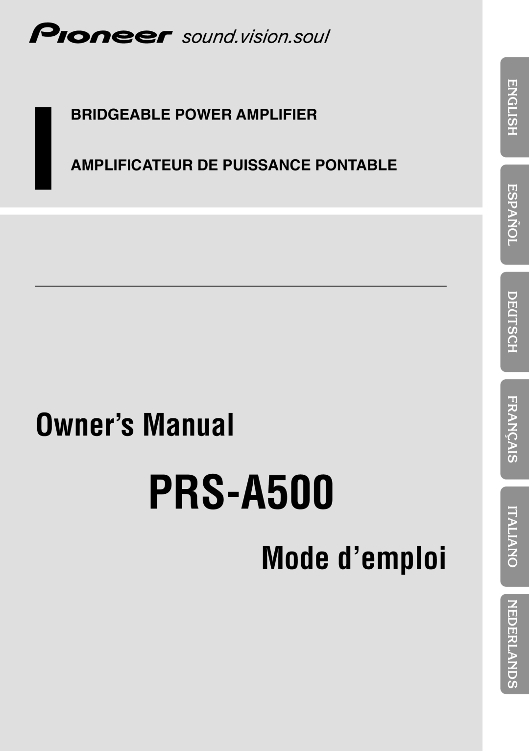 Pioneer PRS-A500 owner manual 