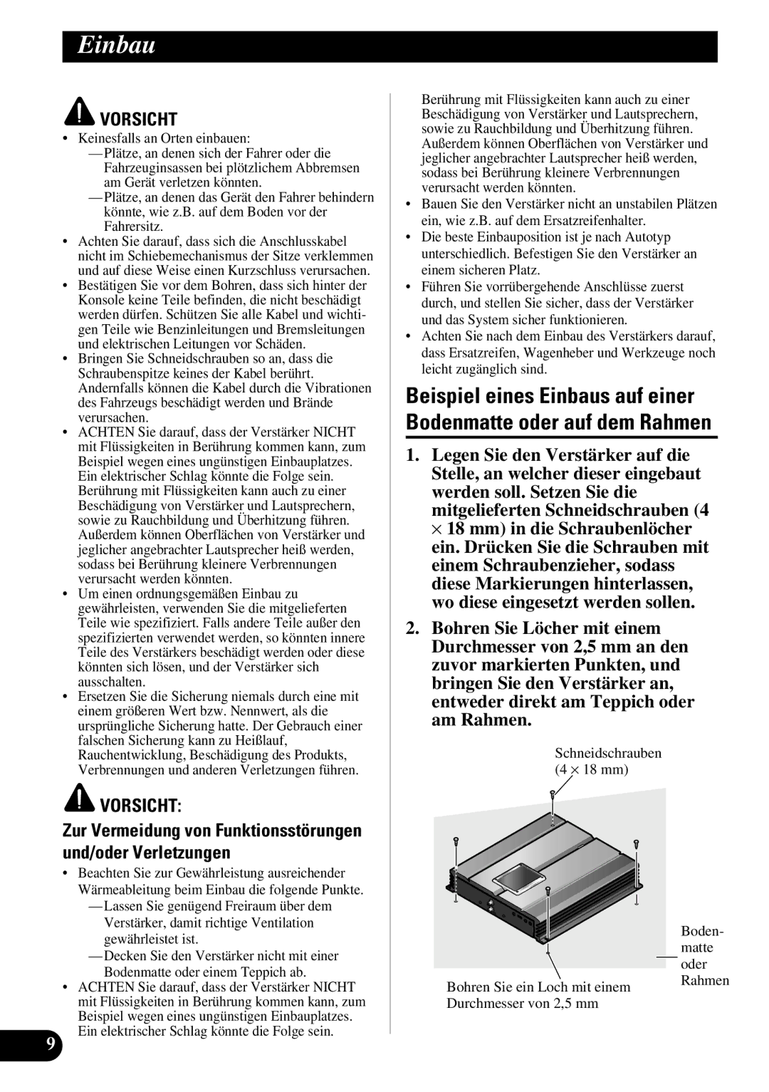 Pioneer PRS-A500 owner manual Einbau 