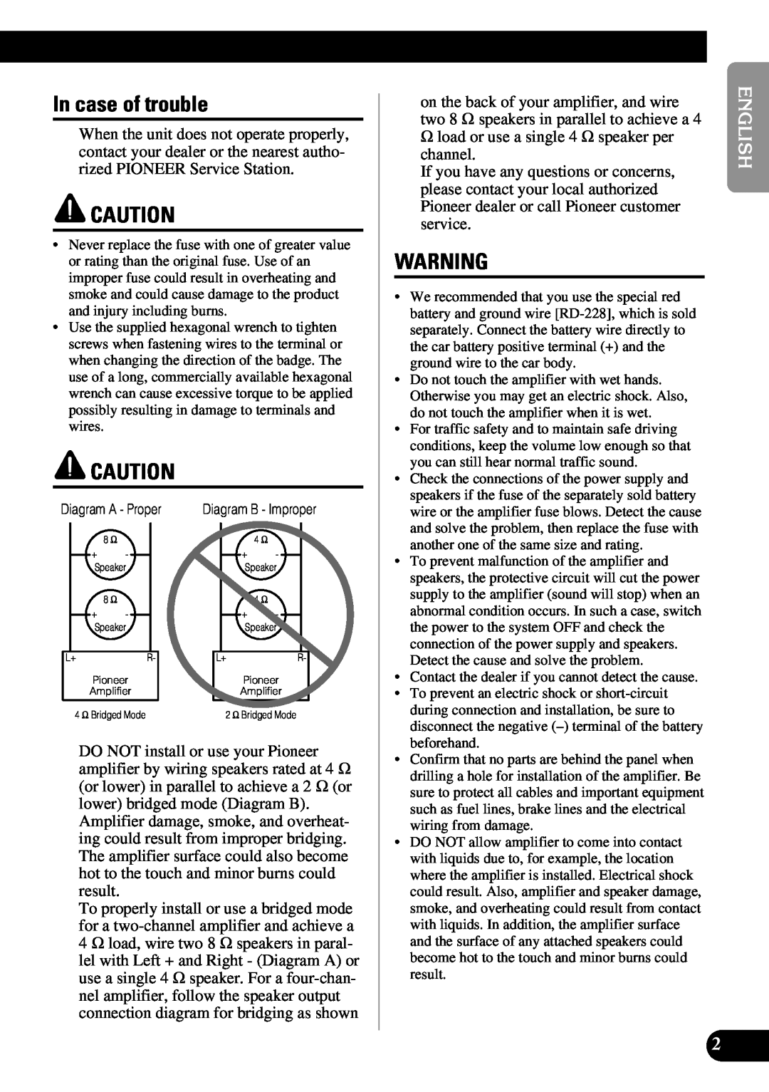 Pioneer PRS-A900 owner manual In case of trouble 