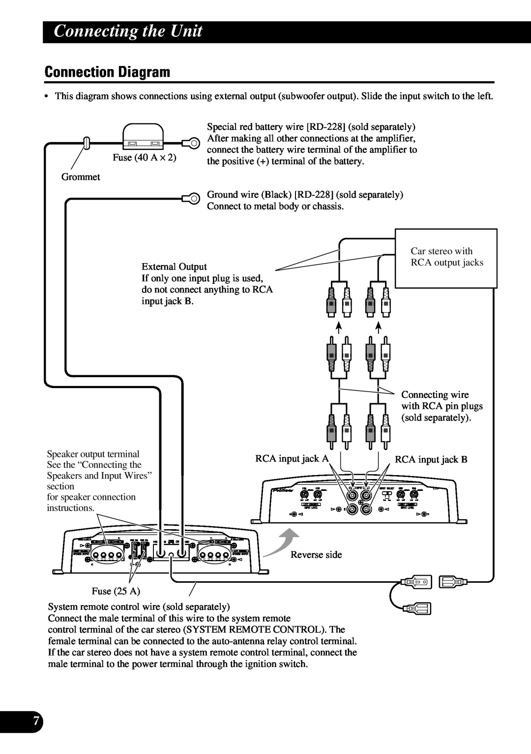 Pioneer PRS-A900 owner manual Connection Diagram, Connecting the Unit 