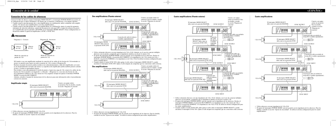 Pioneer PRS-D1000M owner manual Conexión de los cables de altavoces 