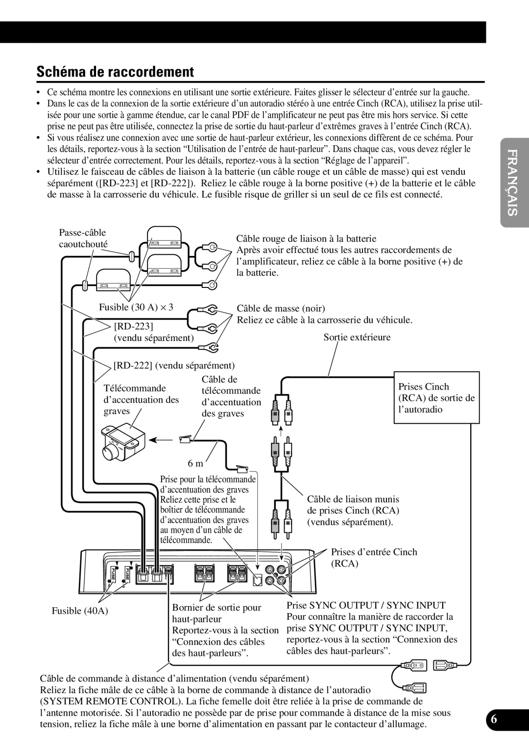 Pioneer PRS-D1000M owner manual Schéma de raccordement, English Français Deutsch 