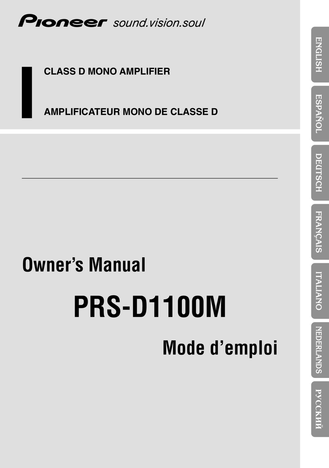 Pioneer PRS-D1100M owner manual 