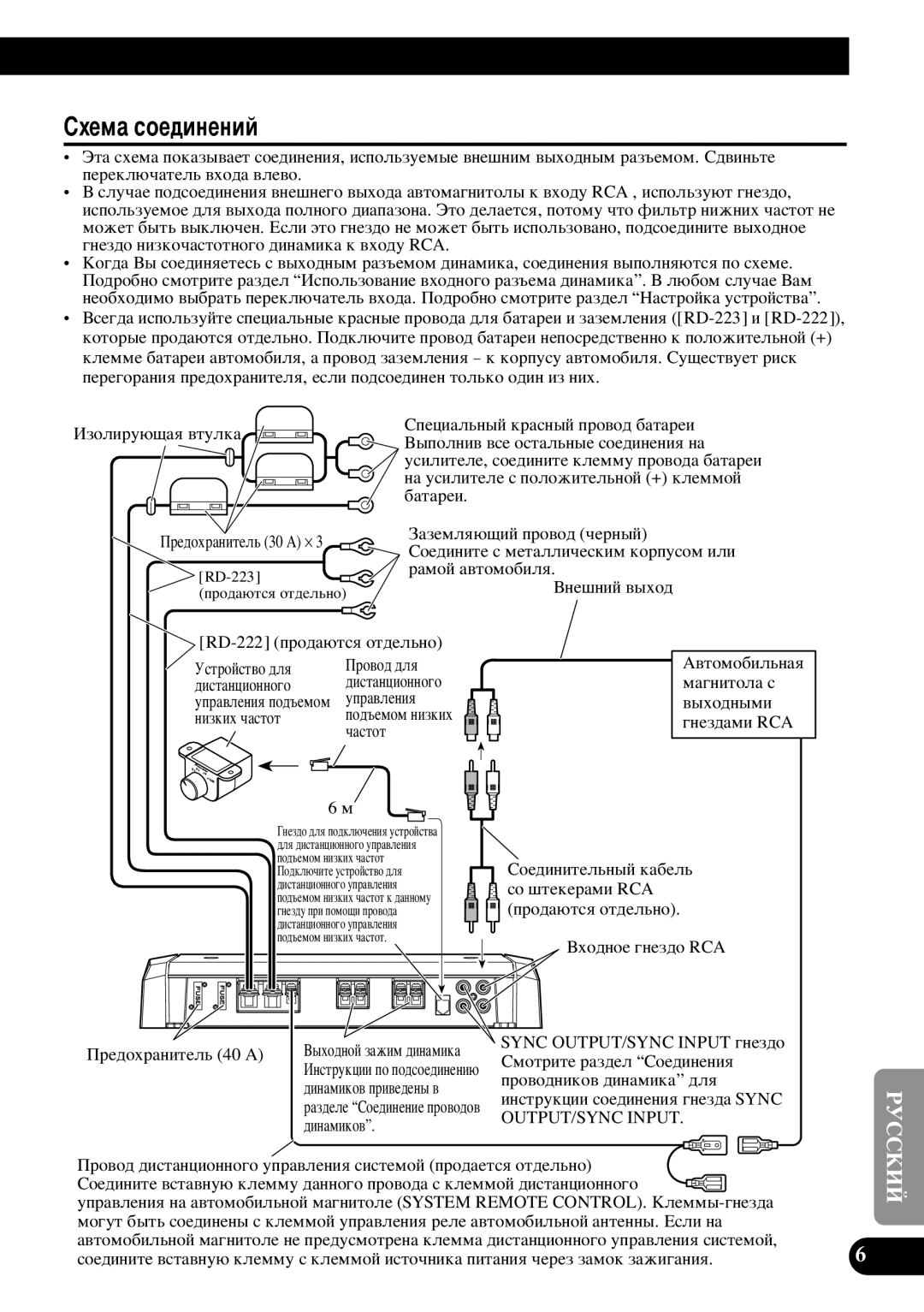 Pioneer PRS-D1100M owner manual ˜‡Òúóú, OUTPUT/SYNC Input ‰ËÌ‡ÏËÍÓ‚ 