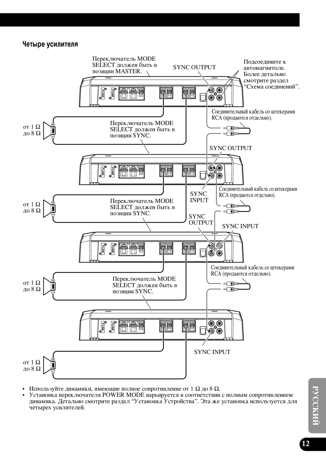 Pioneer PRS-D1100M ÓÂÚ˚Â ÛÒËÎËÚÂÎﬂ, Select ‰ÓÎÊÂÌ ·˚Ú¸ ‚ Sync Output ‡‚ÚÓÏ‡„ÌËÚÓÎÂ, ÔÓÁËˆËË Master, Åóîââ ‰ÂÚ‡Î¸ÌÓ 