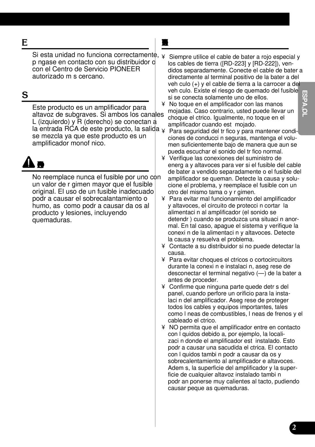 Pioneer PRS-D1100M En caso de desperfectos, Sobre este producto, Contacte a su distribuidor si no puede detectar la causa 