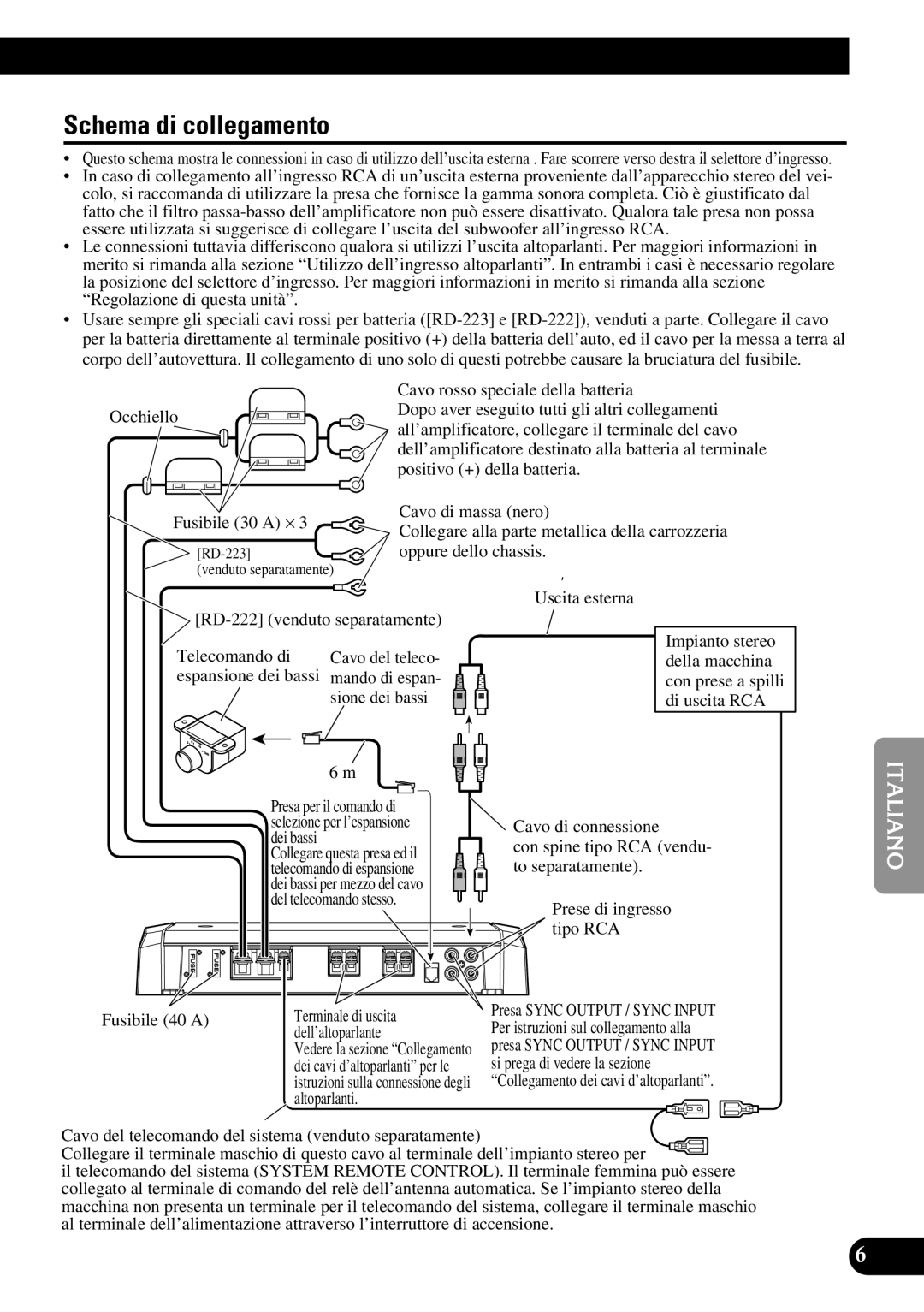 Pioneer PRS-D1100M owner manual Schema di collegamento 