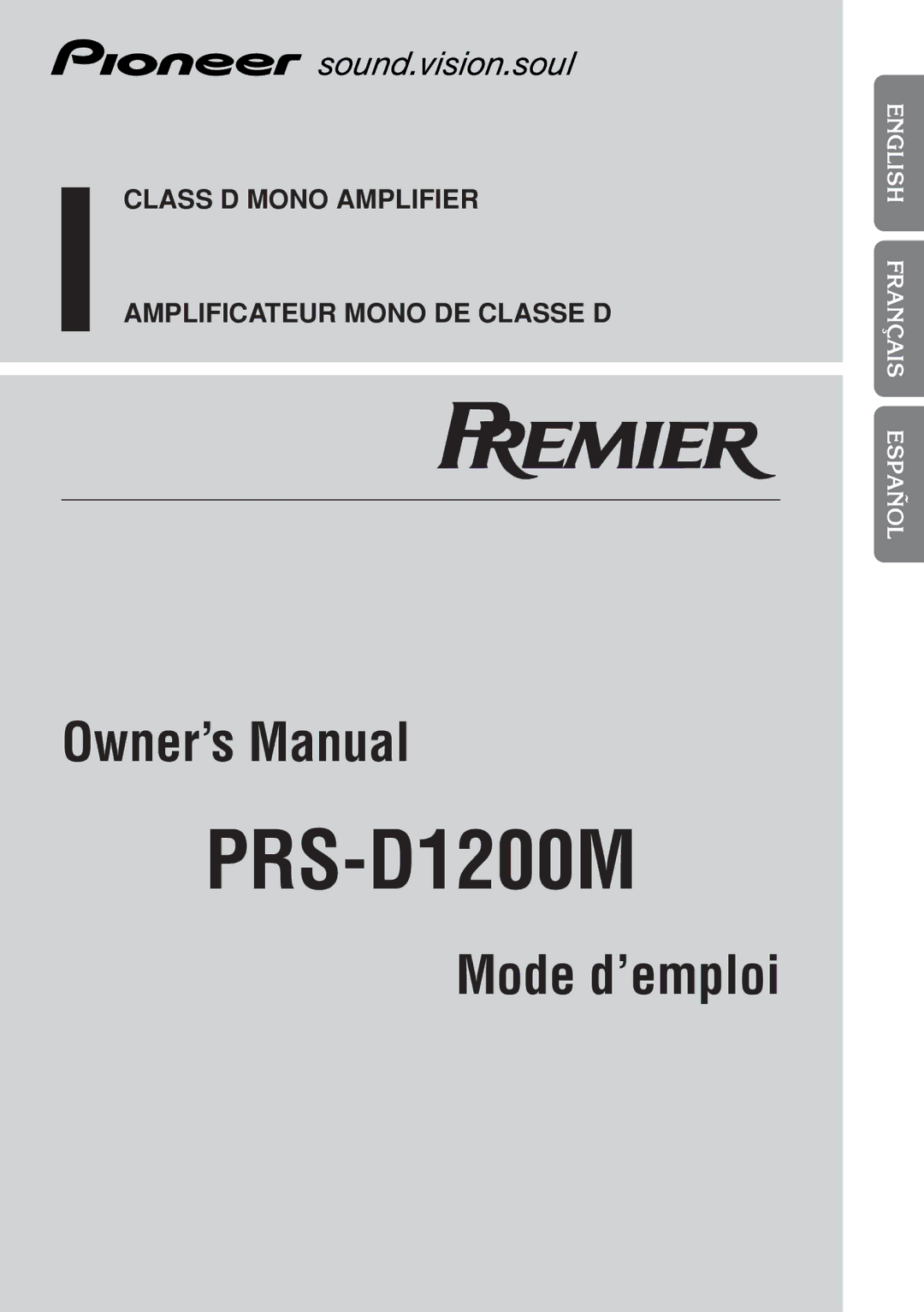 Pioneer PRS-D1200M owner manual 