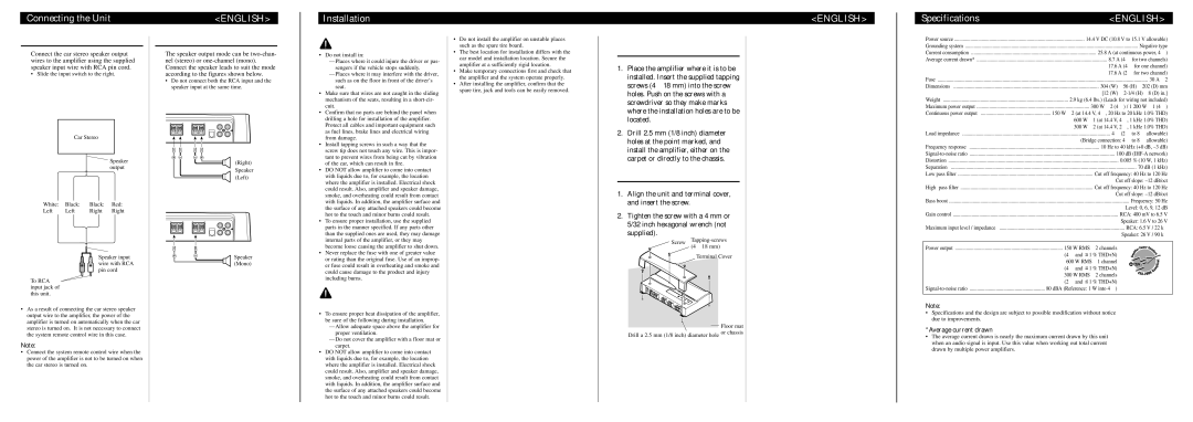 Pioneer PRS-D2000T owner manual Installation, Specifications 