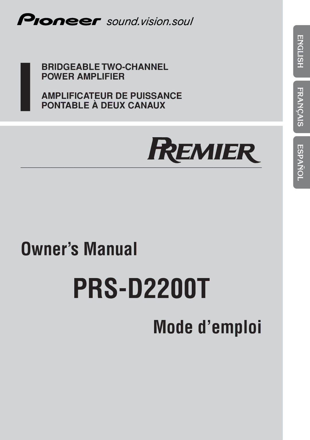 Pioneer PRS-D2200T owner manual 