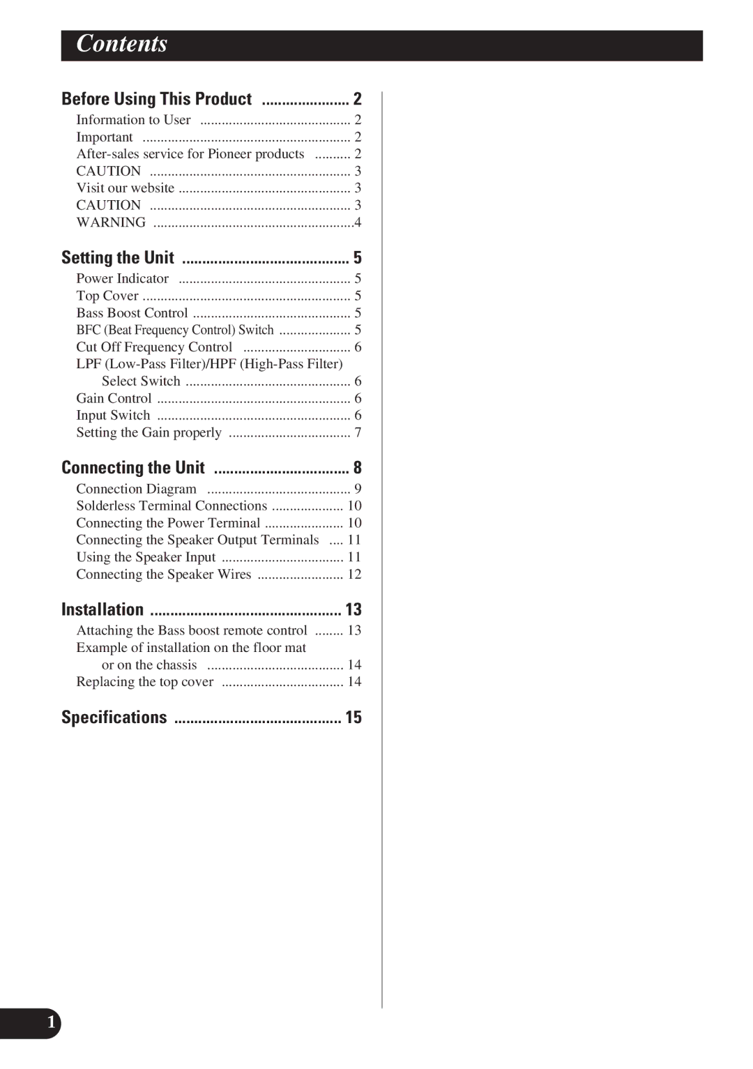 Pioneer PRS-D2200T owner manual Contents 