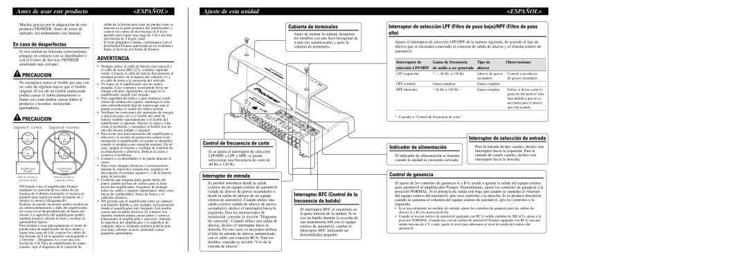 Pioneer PRS-D4000F owner manual Antes de usar este producto, Ajuste de esta unidad 