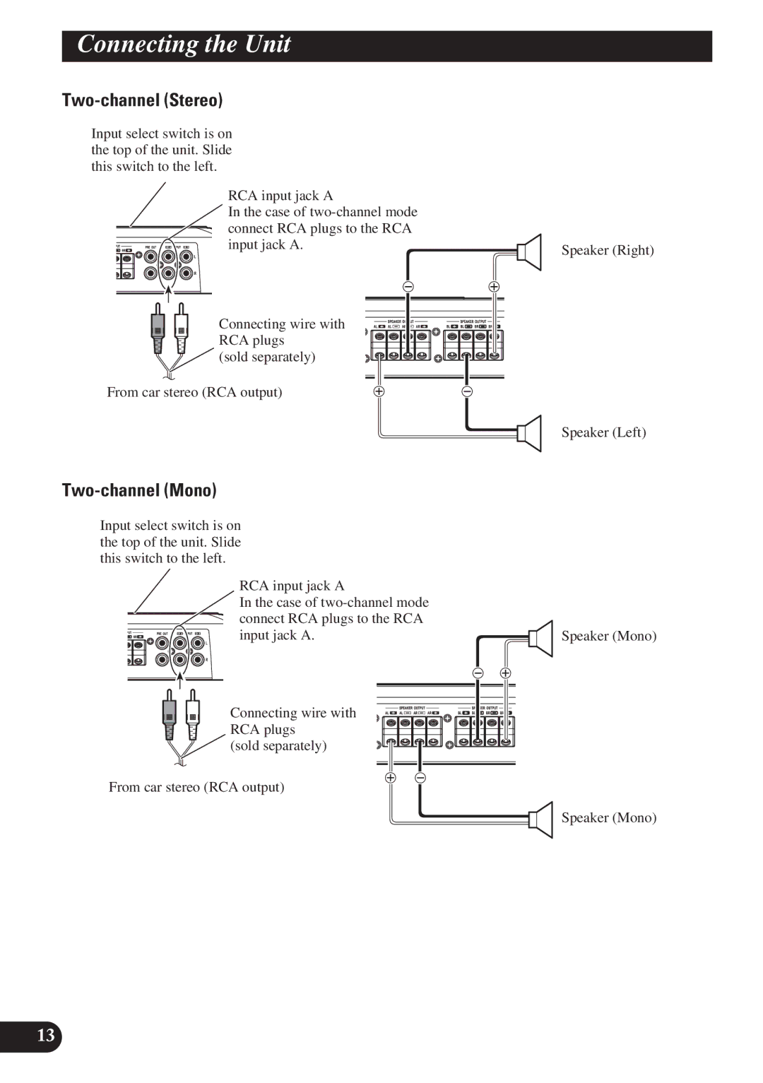 Pioneer PRS-D4200F owner manual Two-channel Stereo, Two-channel Mono 