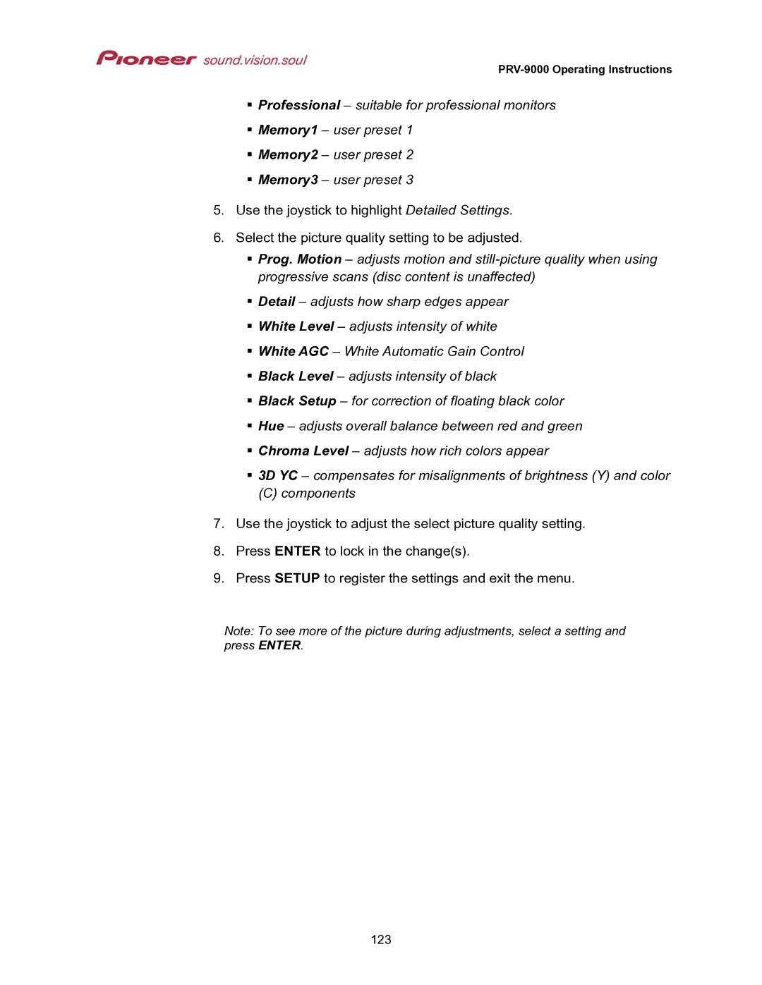 Pioneer PRV-9000 operating instructions 123 