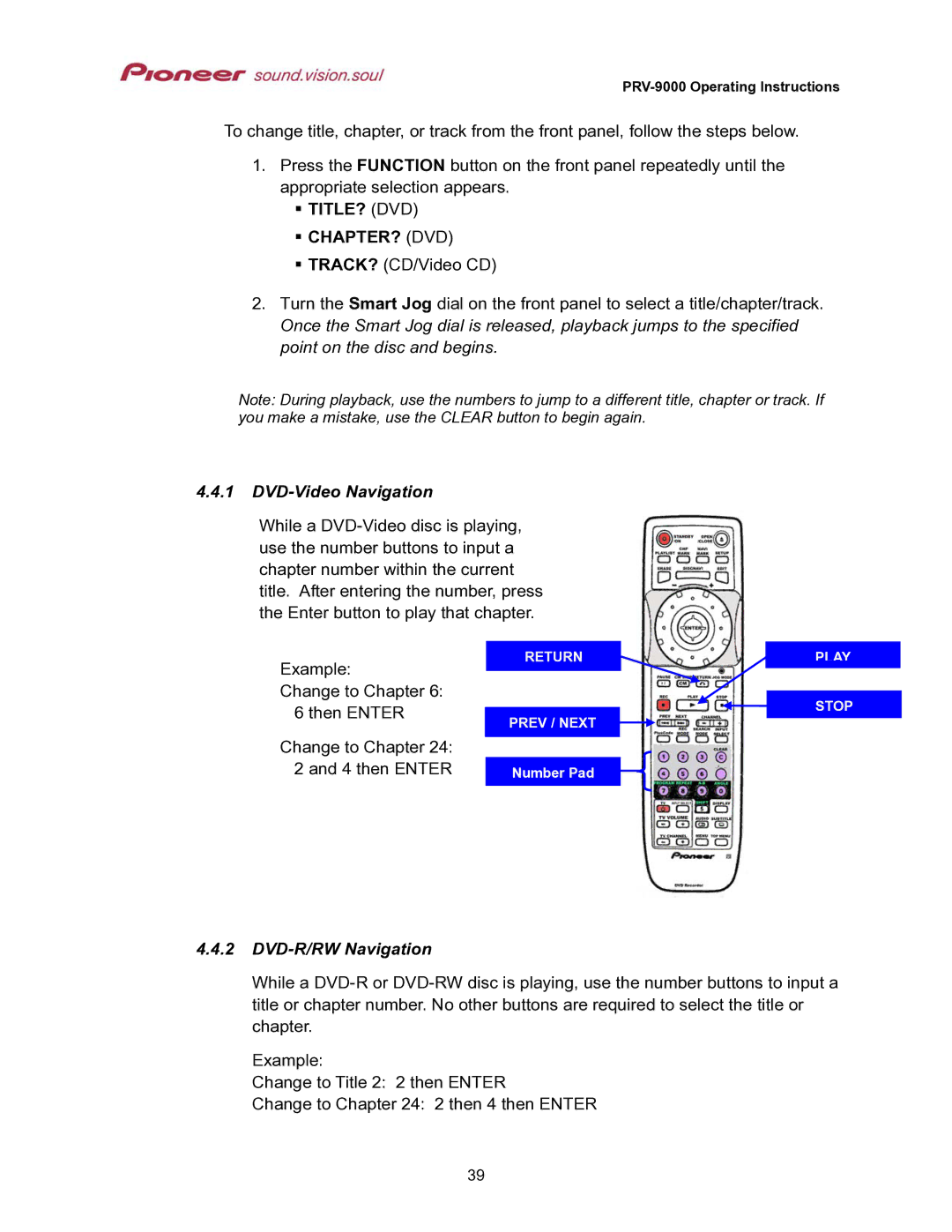 Pioneer PRV-9000 operating instructions DVD-Video Navigation, DVD-R/RW Navigation 