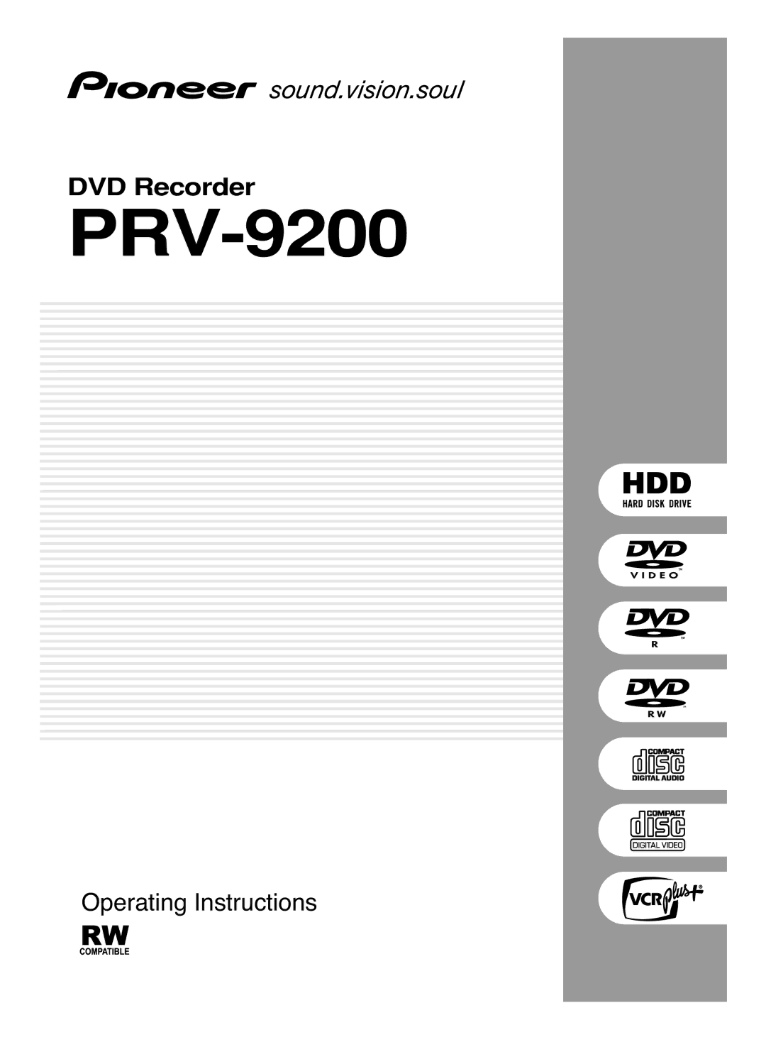 Pioneer PRV-9200 operating instructions 