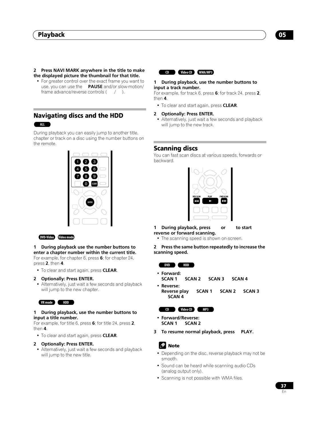 Pioneer PRV-9200 operating instructions Navigating discs and the HDD, Scanning discs 