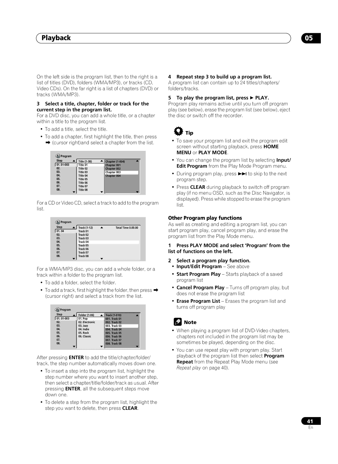 Pioneer PRV-9200 operating instructions Other Program play functions, Repeat to build up a program list 