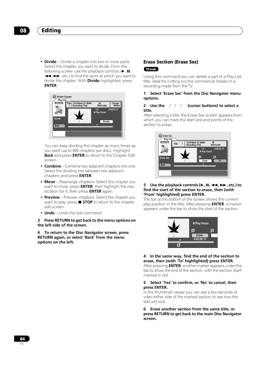 Pioneer PRV-9200 Want to move, press ENTER, then highlight the new, Location for it, then press Enter again, Edit screen 