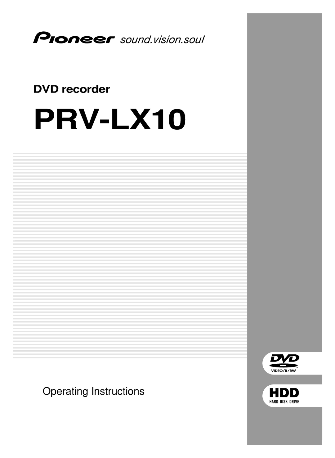Pioneer PRV-LX10 manual 