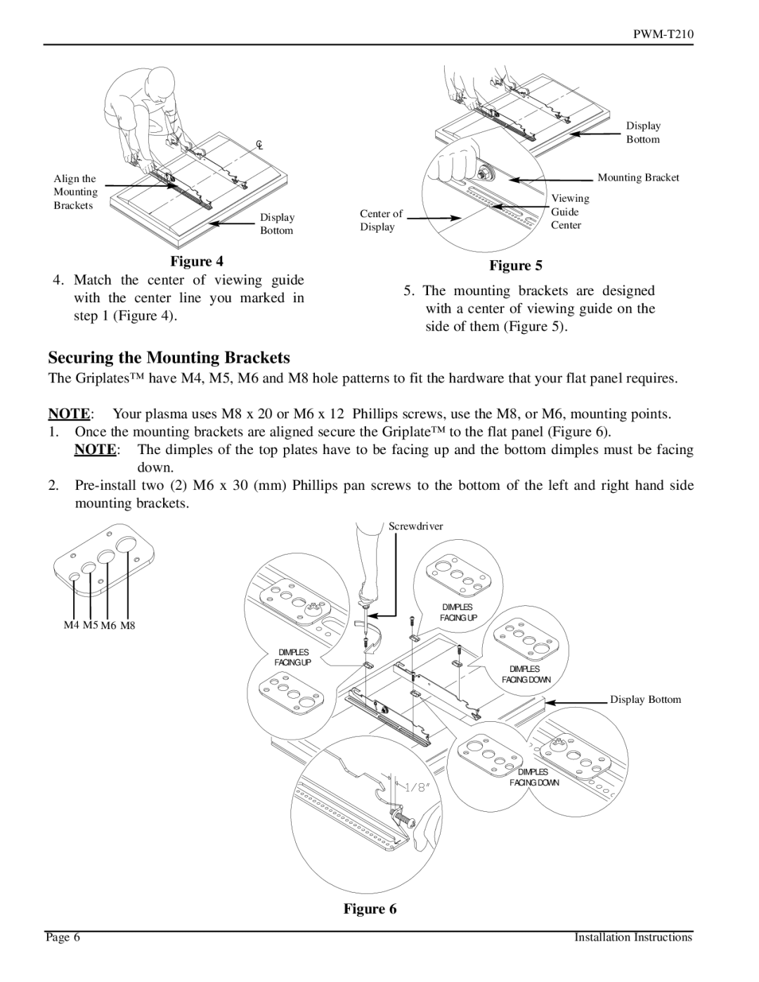 Pioneer PWM-T210 installation instructions Securing the Mounting Brackets 