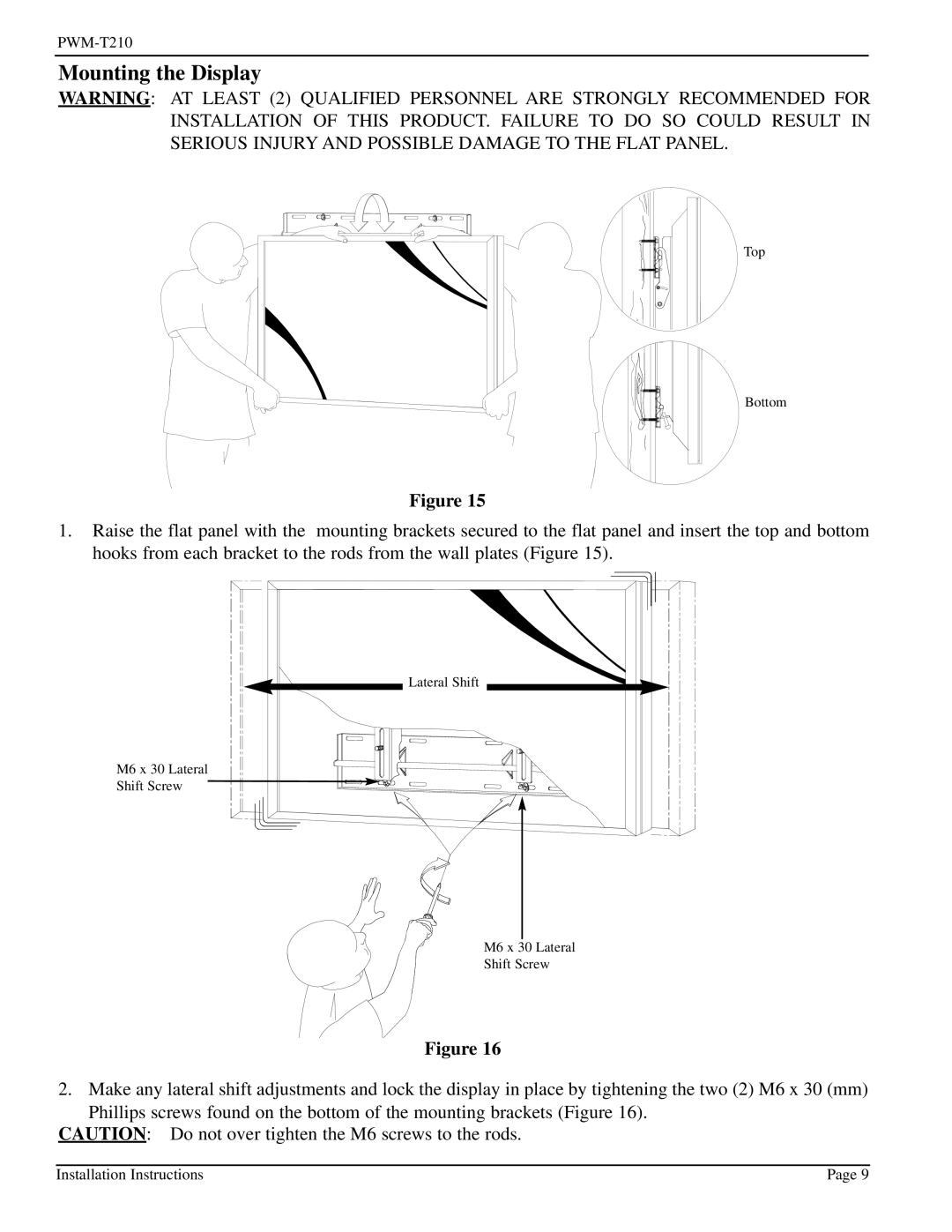 Pioneer PWM-T210 installation instructions Mounting the Display 