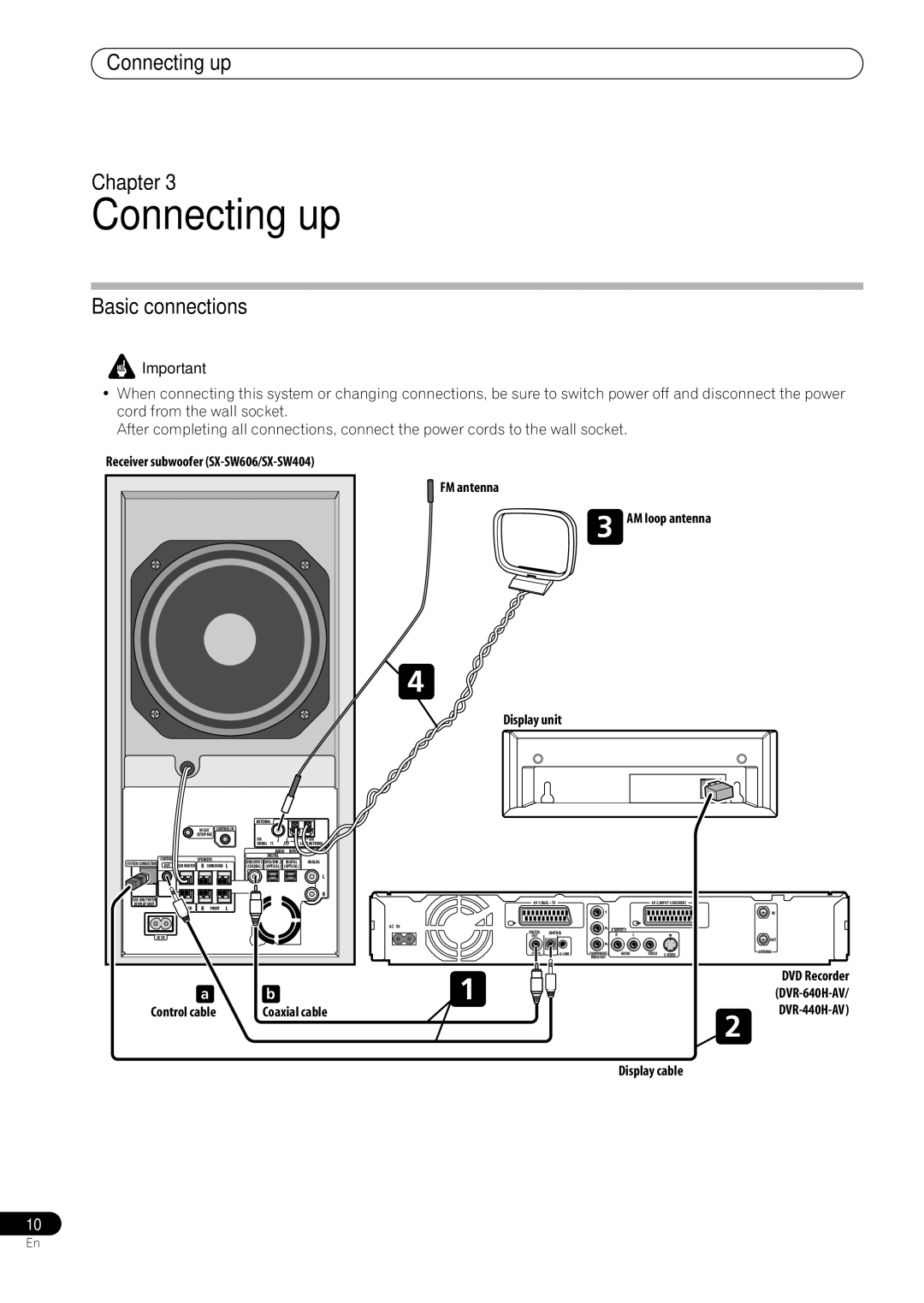 Pioneer RCS-606H, RCS-505H, RCS-404H manual Connecting up Chapter, Basic connections 