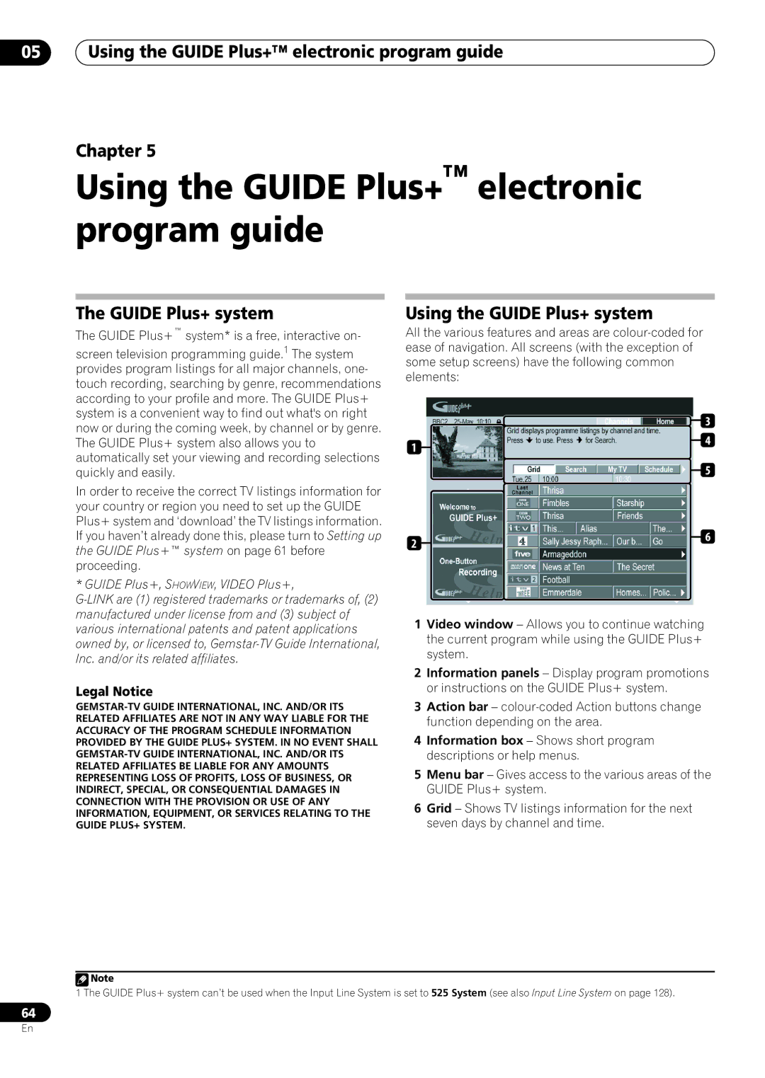 Pioneer RCS-606H, RCS-505H Using the Guide Plus+ electronic program guide Chapter, Guide Plus+ system, Legal Notice 